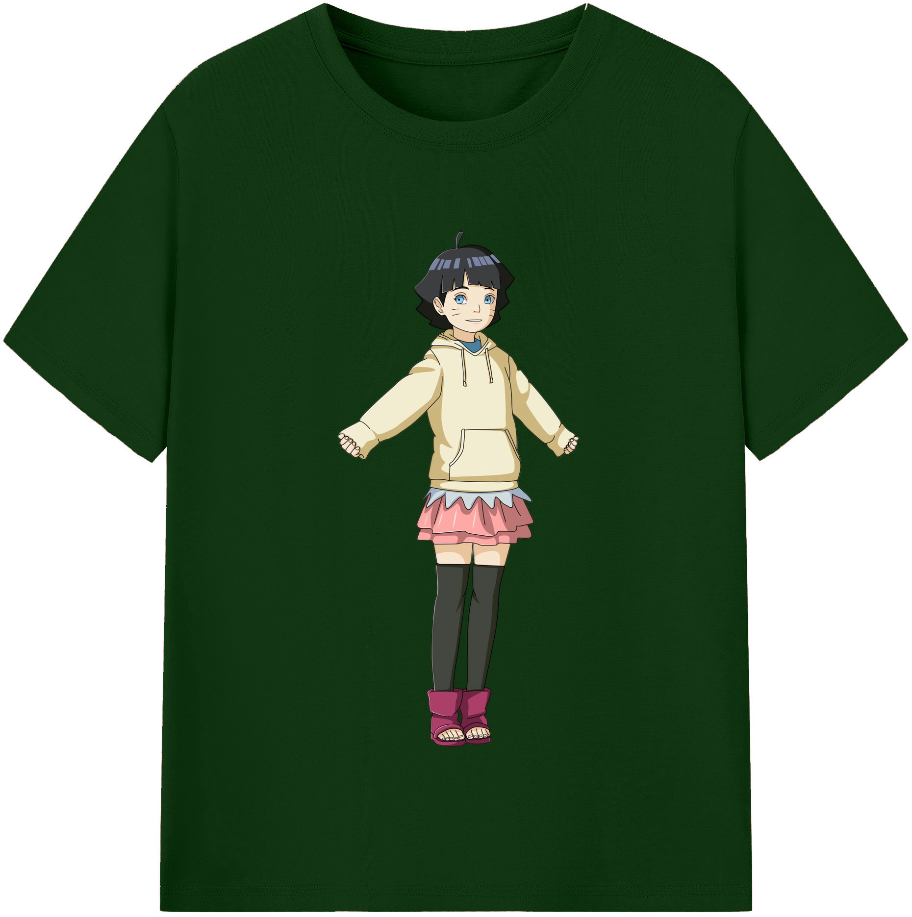 （画像用） NARUTO -ナルト- うずまき ヒマワリ Uzumaki Himawari 綿100％半袖Tシャツ（フロントプリント）